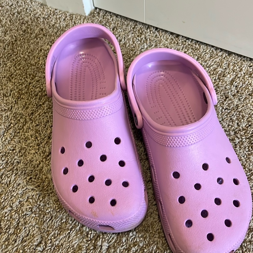 Lavender Crocs. Men size 10. Women size 12.